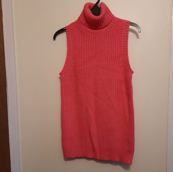 Michael Michael Kors Cotton Blend Sleeveless Turtleneck Sweater In Camila Rose - Picture 3 of 11